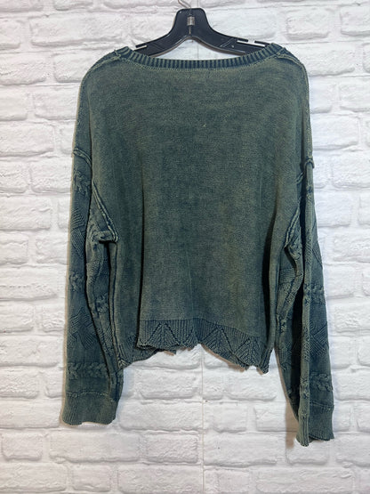 Size L POL Distressed Look Cable Knit  Sweater
