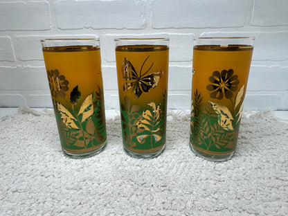 Mid Century butterfly pitcher & glass set