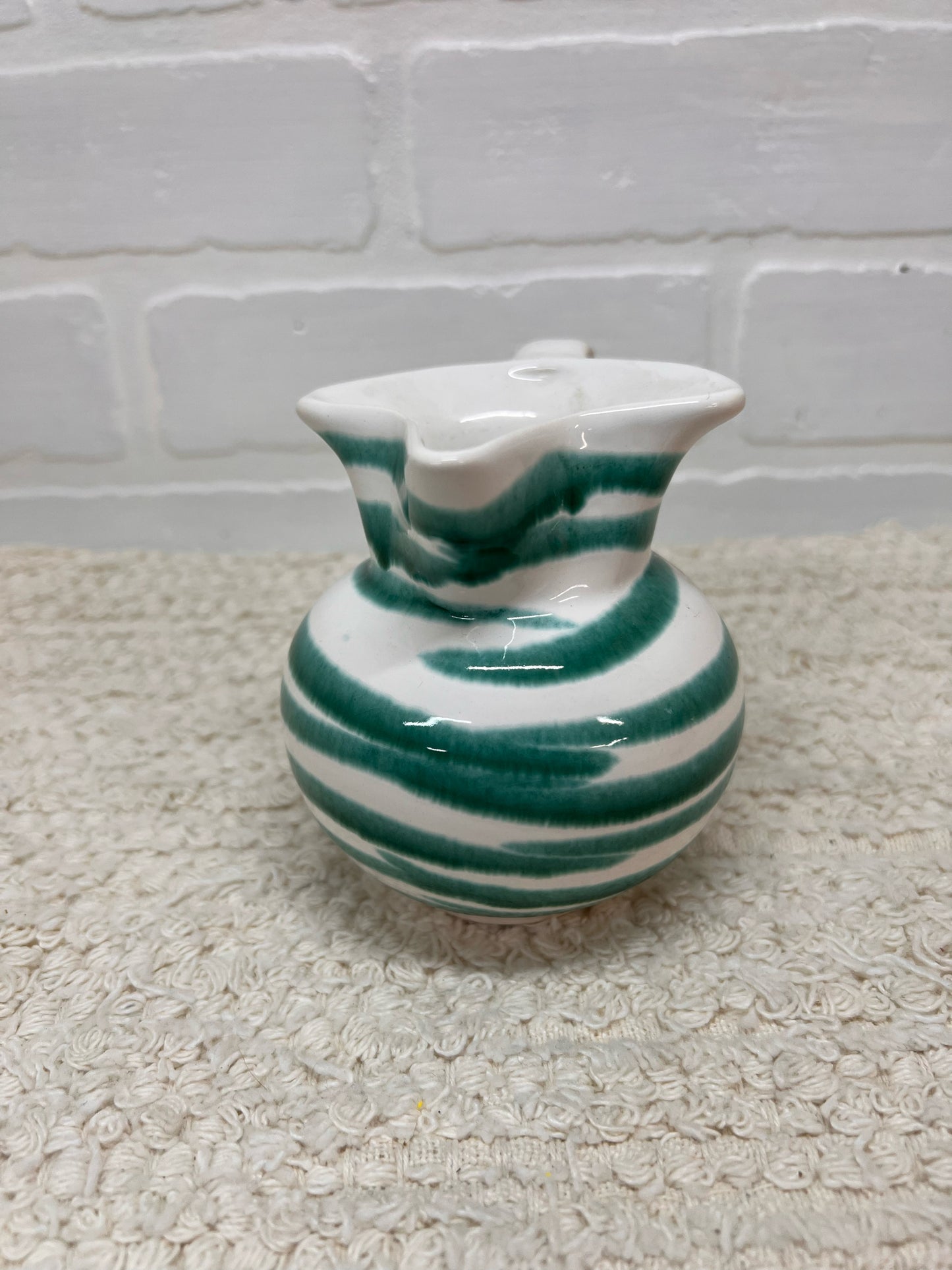 Vintage Austrian Aichwalder MCM Green Striped Creamer