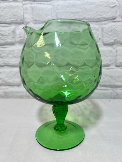 MCM Green optic glass brandy snifter/pitcher