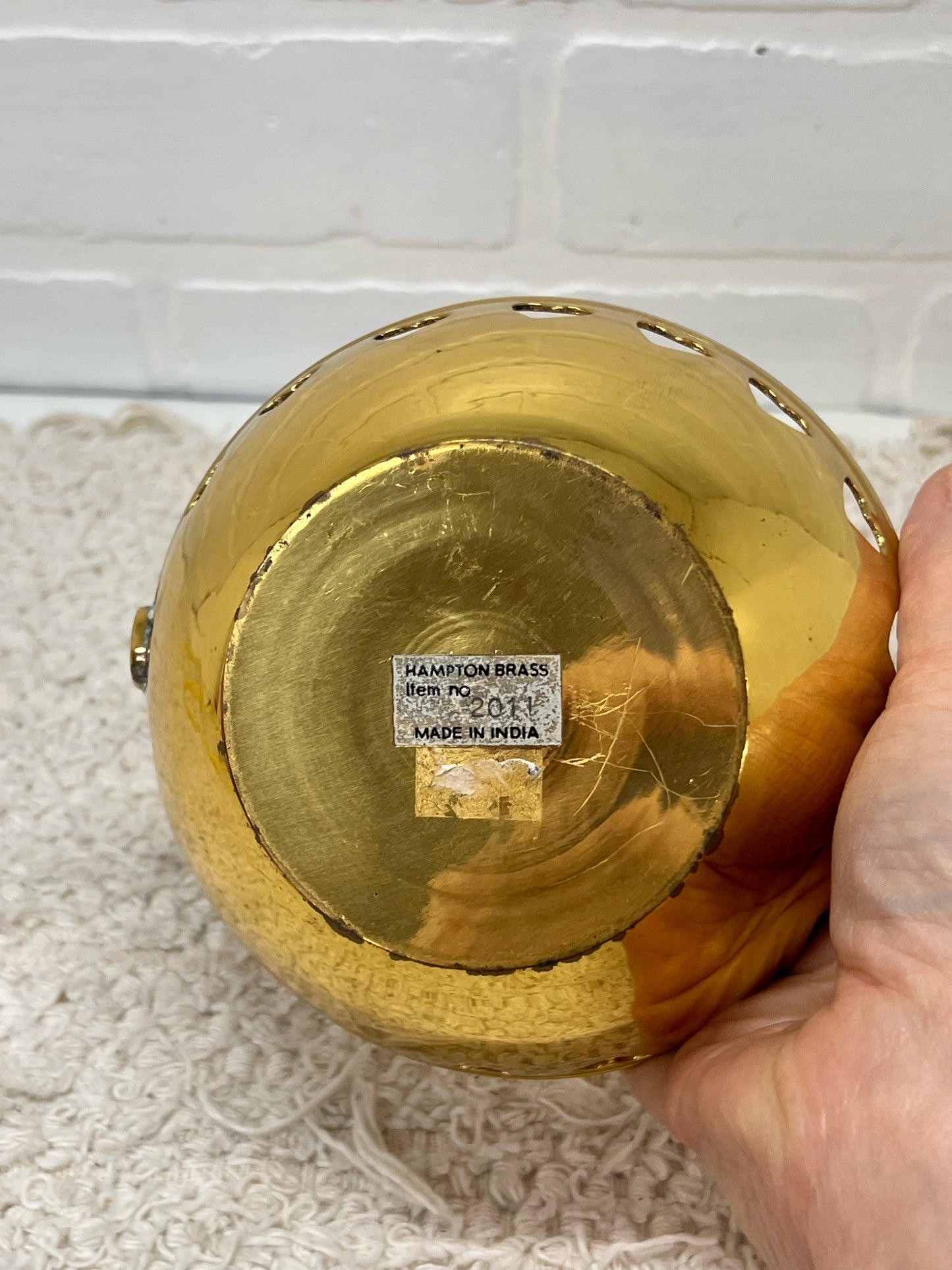 Vintage Brass Basket Bowl w/ Heart Cutouts