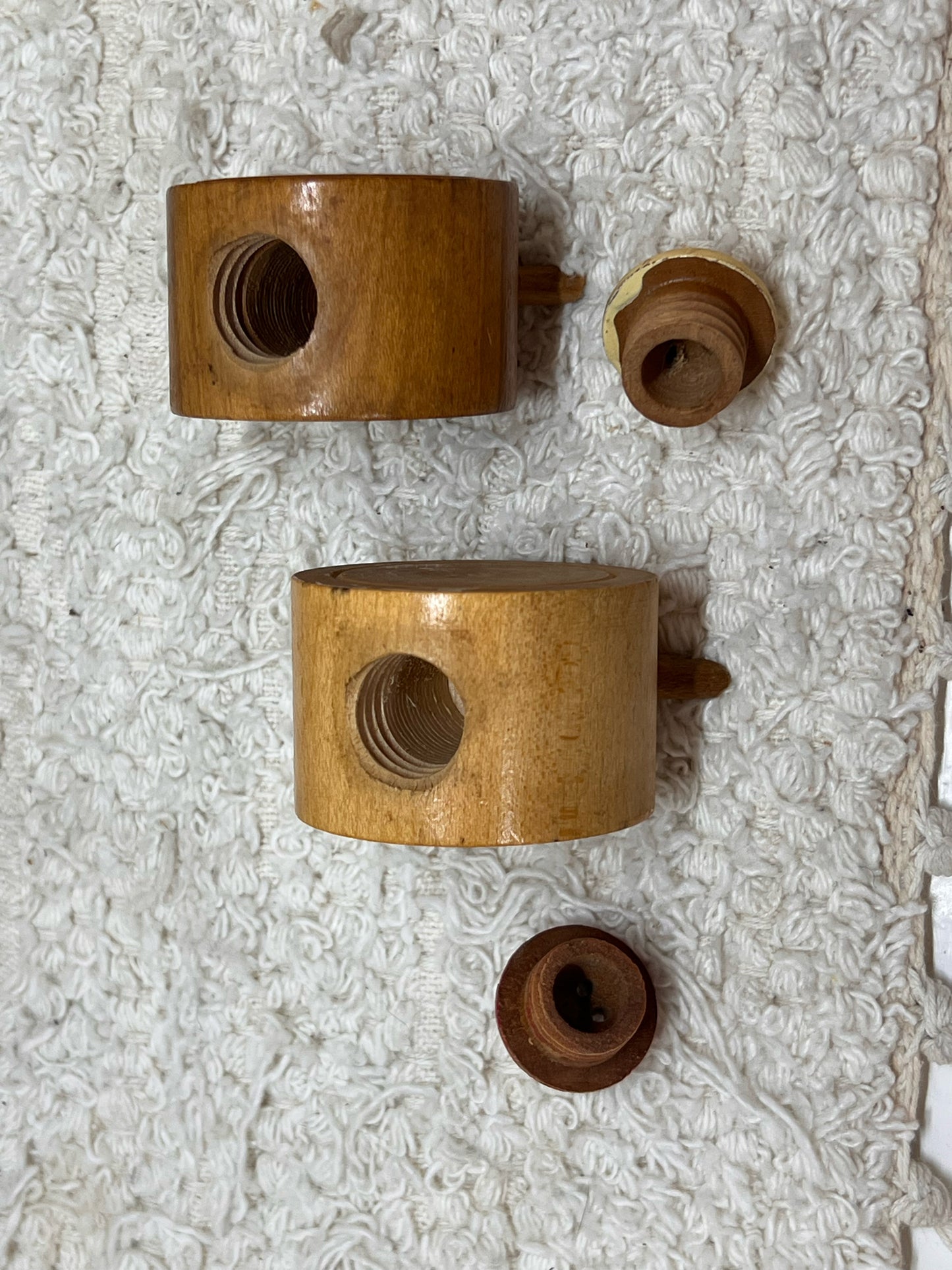 Vintage Anthropomorphic Alarm Clock Wooden Salt & Pepper Shakers