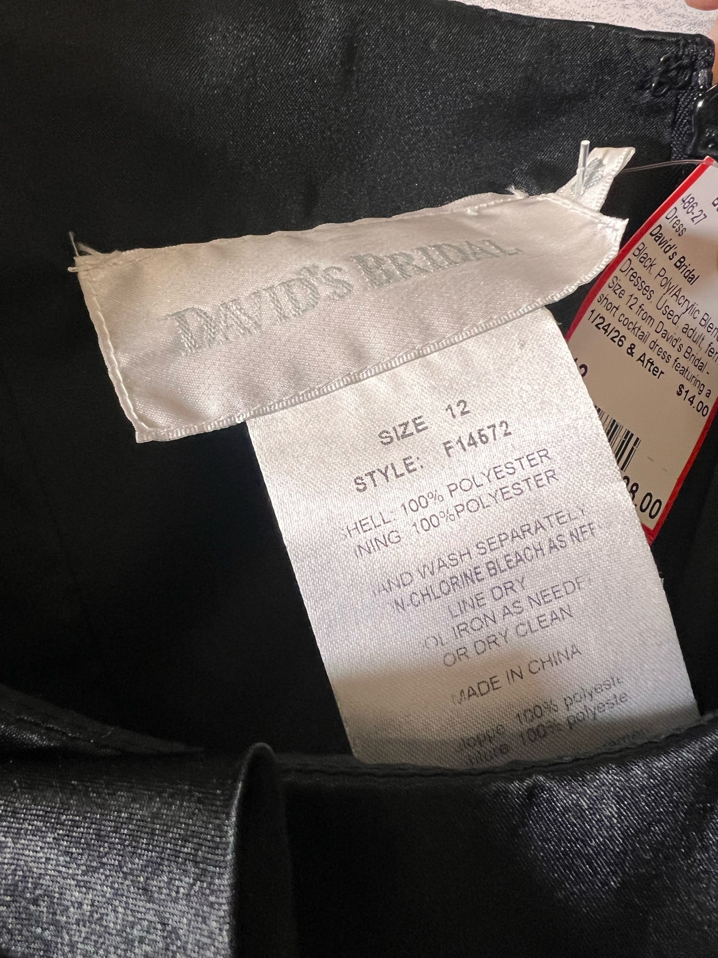 Size 12 David's Bridal Black Cocktail Dress