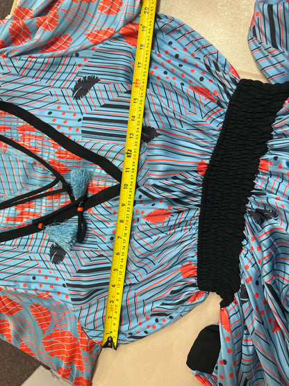 Diane Freis Vintage 1980's Blue Multi Print Midi Dress