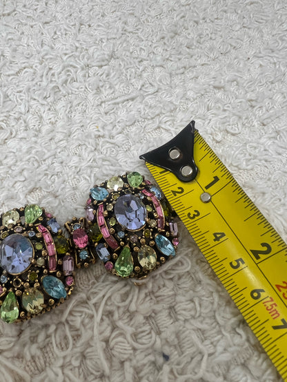 HollyCraft multicolor rhinestone chunky bracelet - mid-century stunner!