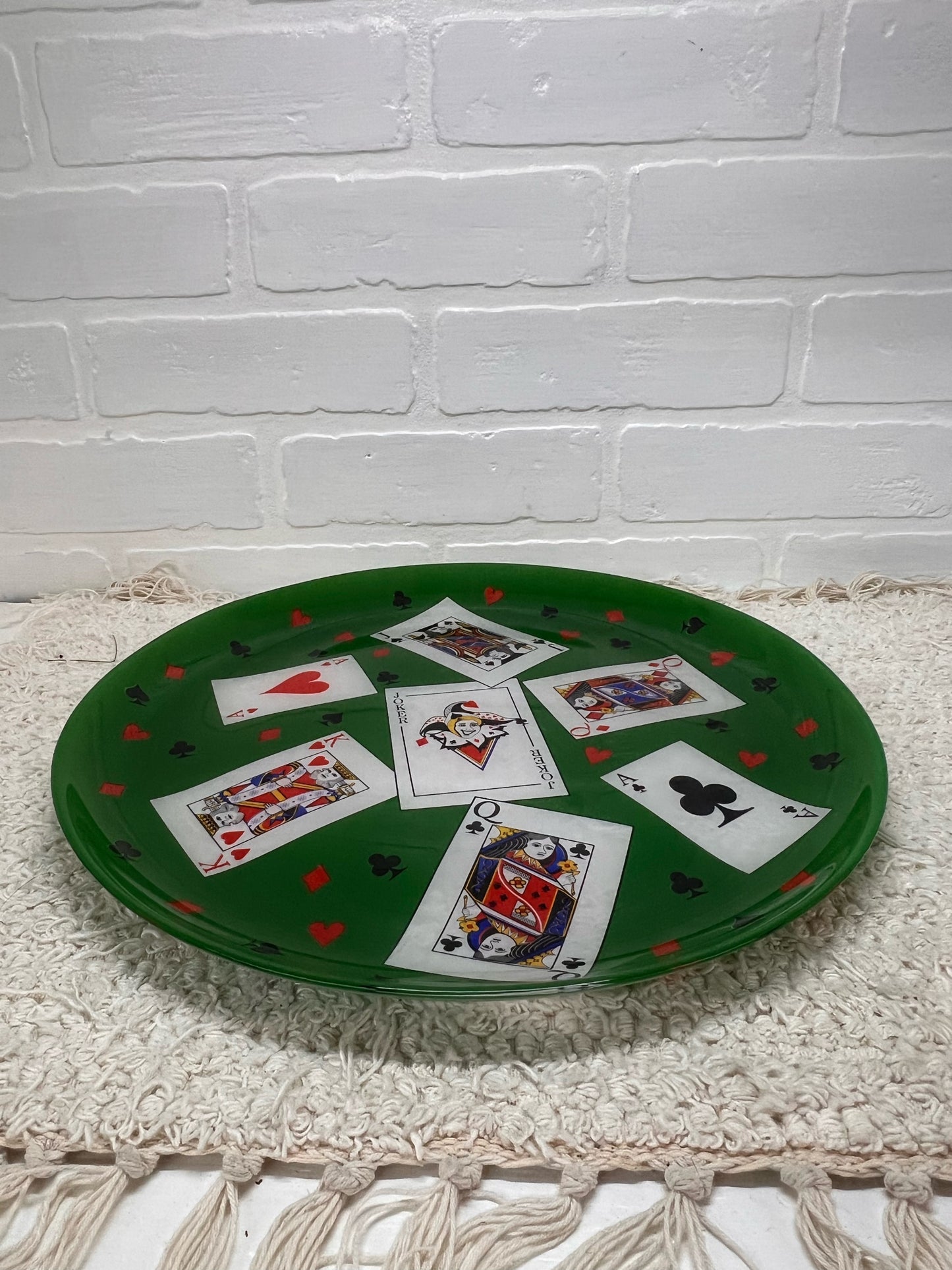 Luminarc Poker/Cards Green Glass Serving Tray