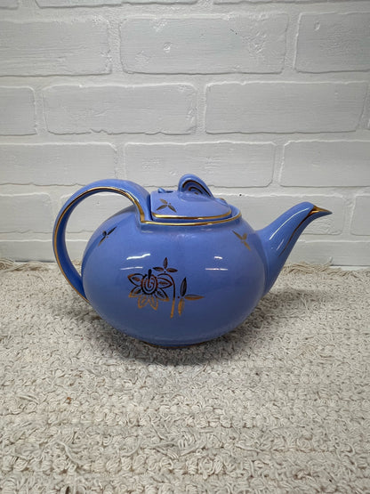 Hall Blue & Gold 8 Cup Lidded Teapot w/ Teabag Hook