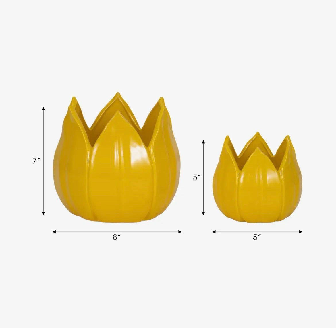 Ceramic Petal Flower Planter Pot – Yellow or Purple, 5" & 7" Sizes