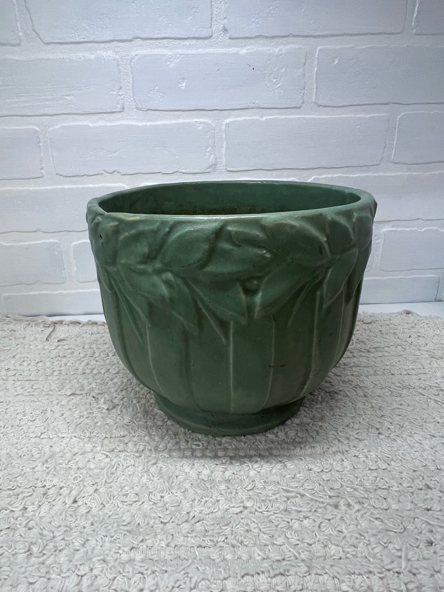 McCoy Green Glazed Jardiniere Circa 1930's 7" Tall