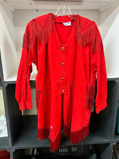 Sas'sa vintage ladies red fringed rodeo jacket