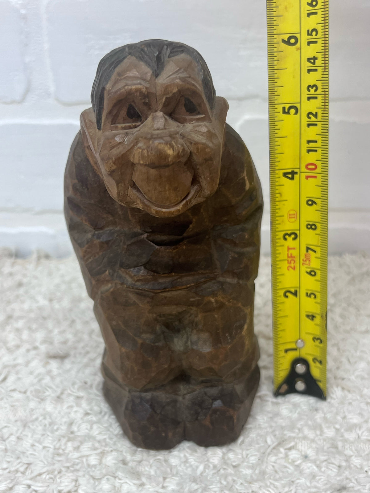 Vintage Hand Carved Wooden Troll Signed DAM - 6" Scandinavian Folk ARt