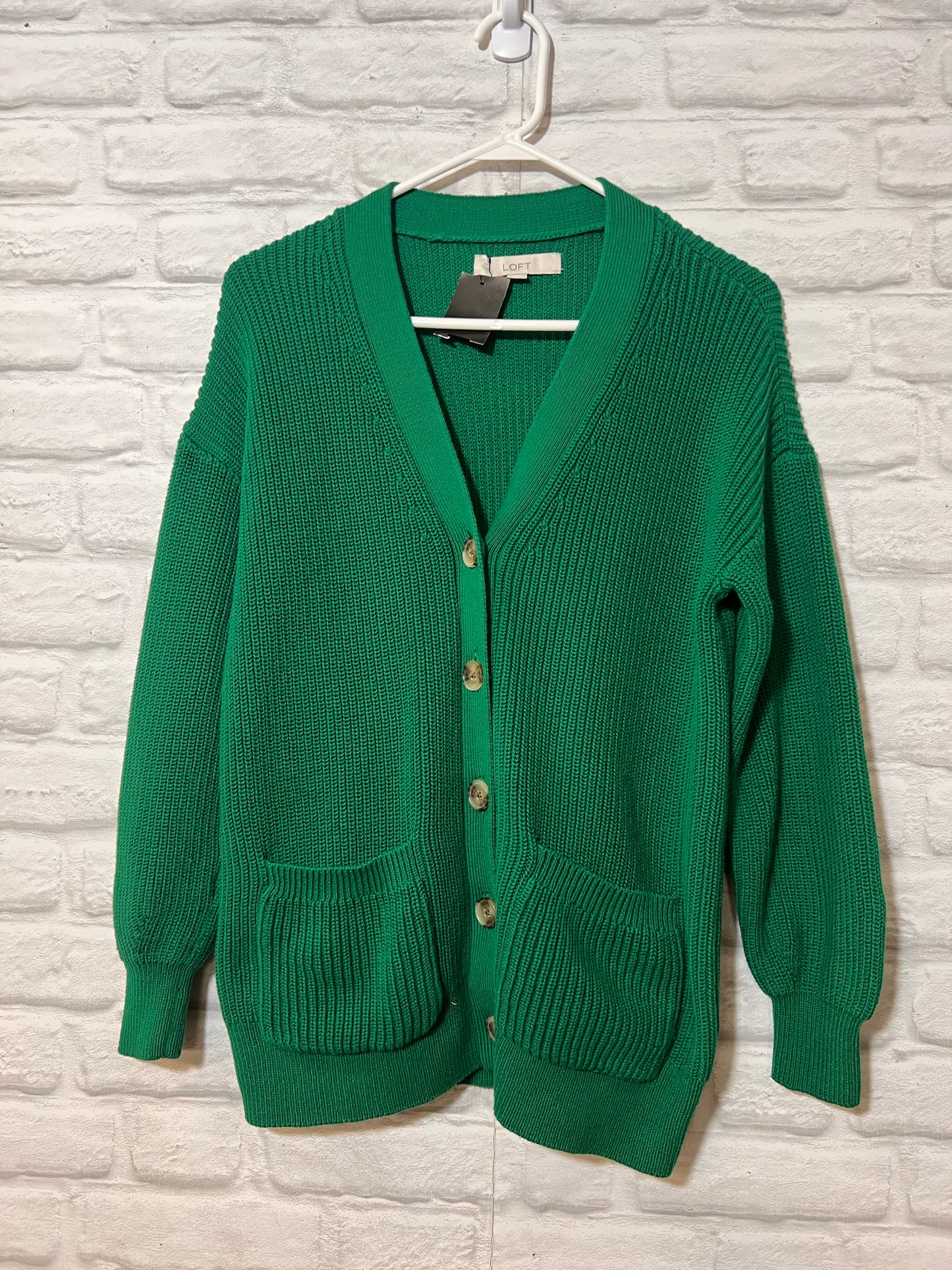 Size L Loft Green Longline Cardigan 100% Cotton