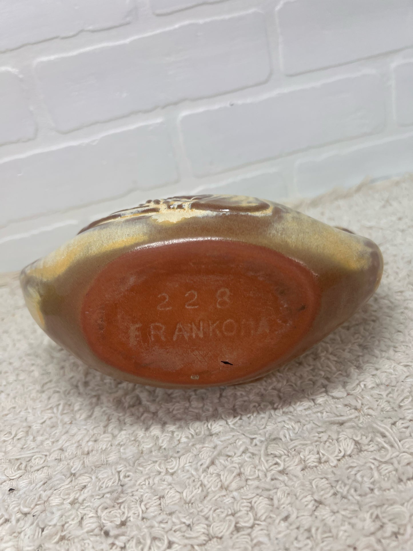 Frankoma228 Brown Glazed Swan Planter