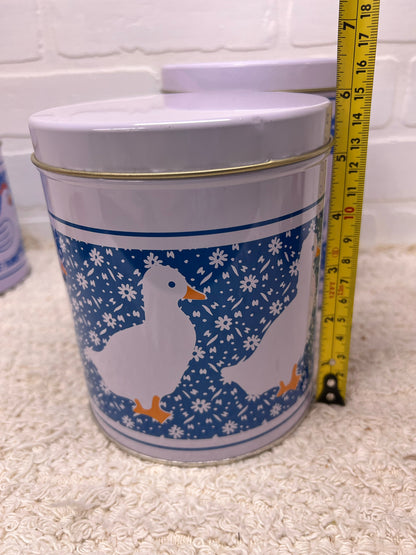 Vintage 1980's Tin Canister Trio - Pig, Duck & Chicken