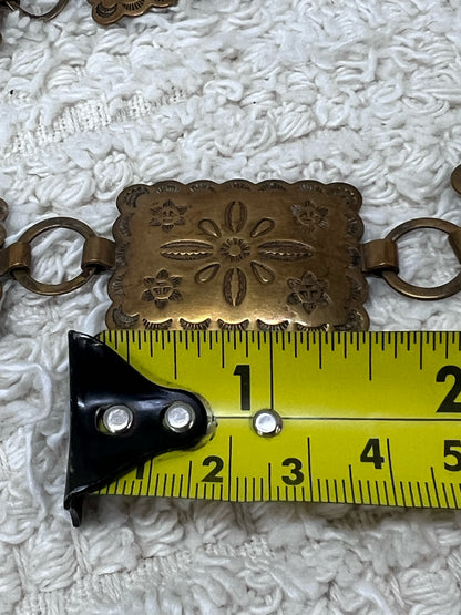 32" Copper Stamped Concho Belt Vintage 1970's