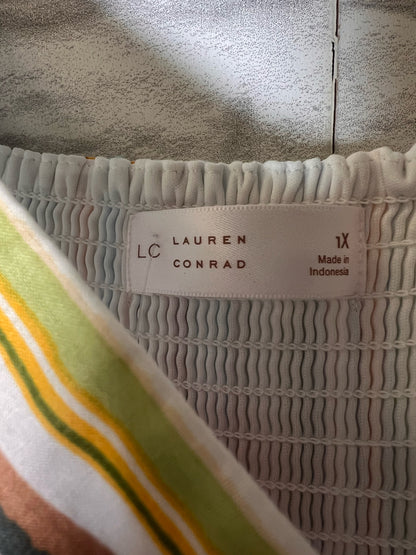 Size 1X Lauren Conrad Striped Yellow Maxi Dress