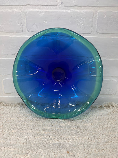 Murano/Murano Style Art Glass Bowl in Blue & Green Sargasso Style