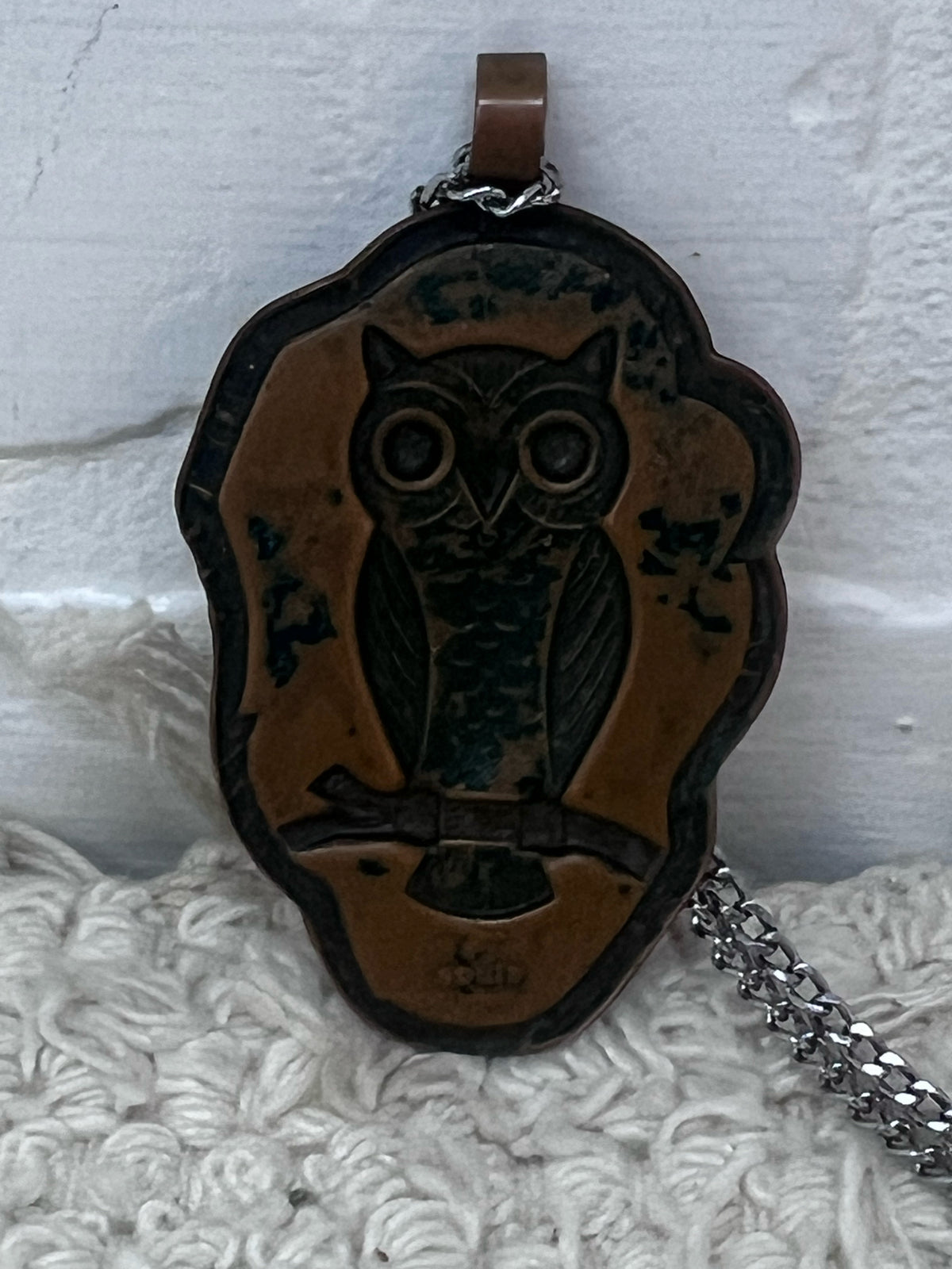 Bell Trading Post Vintage Solid Copper Owl  Pendant