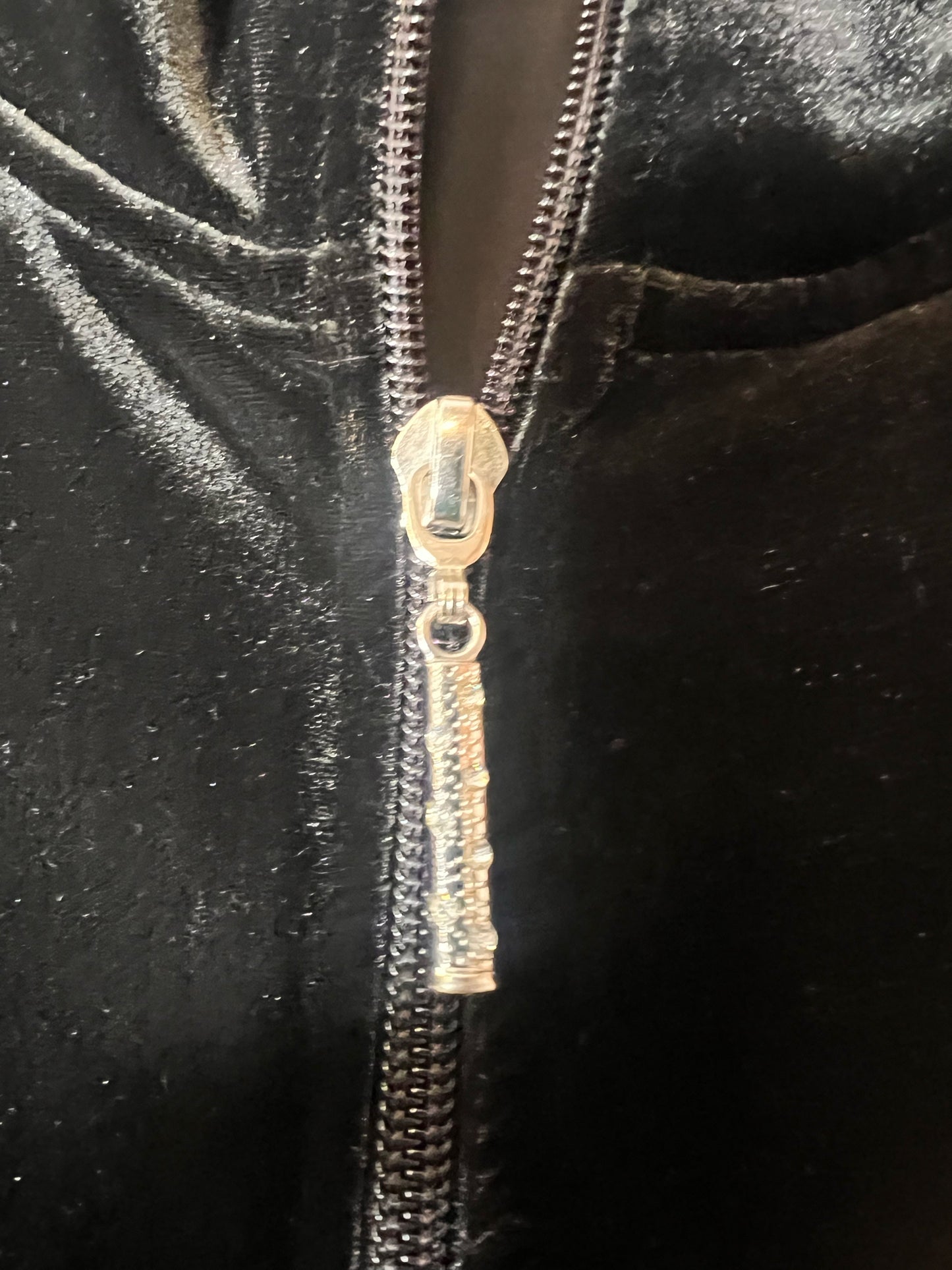 Size XL Chico's Black Velour Zip-Up Jacket