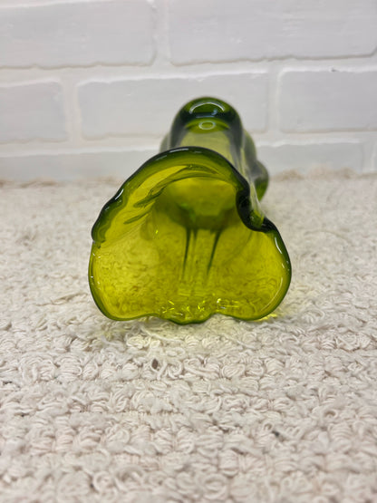 Viking Glass MCM Avocado Green Epic Drape Vase 8 Inch