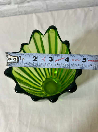 Fostoria green ribbed glass vase