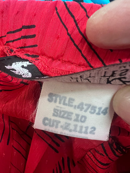 Size 10 Joan Carol Petites Vintage 80s Red & Black Pleated Skirt
