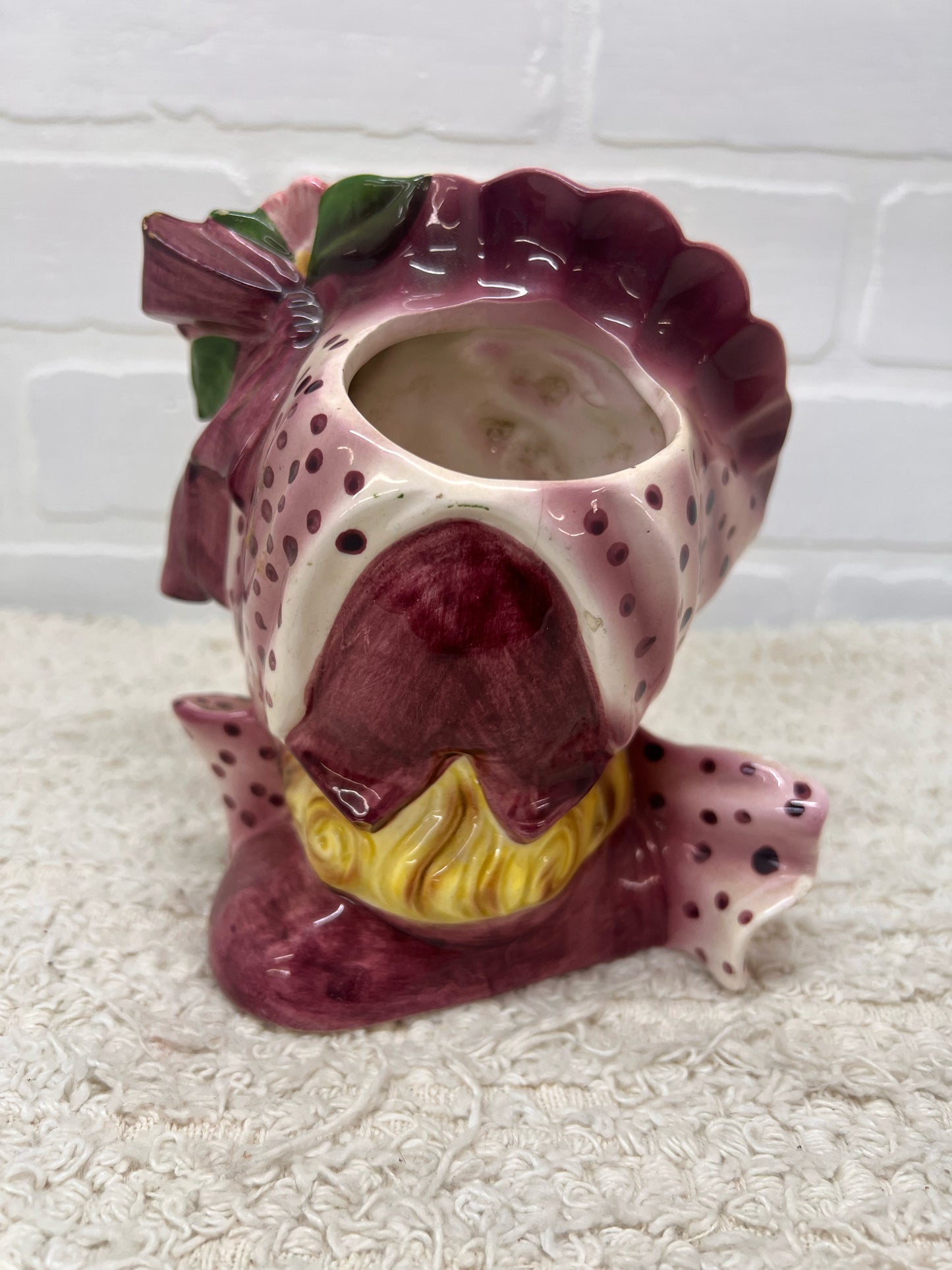 Ucagco Japan Vintage Lady Head Vase Southern Belle Pink Polka Dot