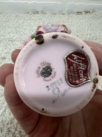 Lefton Trinket Dish - Pink Bejewelled 'Nest Egg'