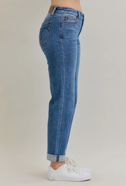Judy Blue MR BF Classic Cuffed jeans