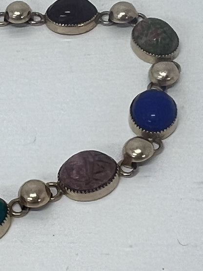 Vintage 1969 Egyptian Revival Scarab Bracelet 12K Gold Filled