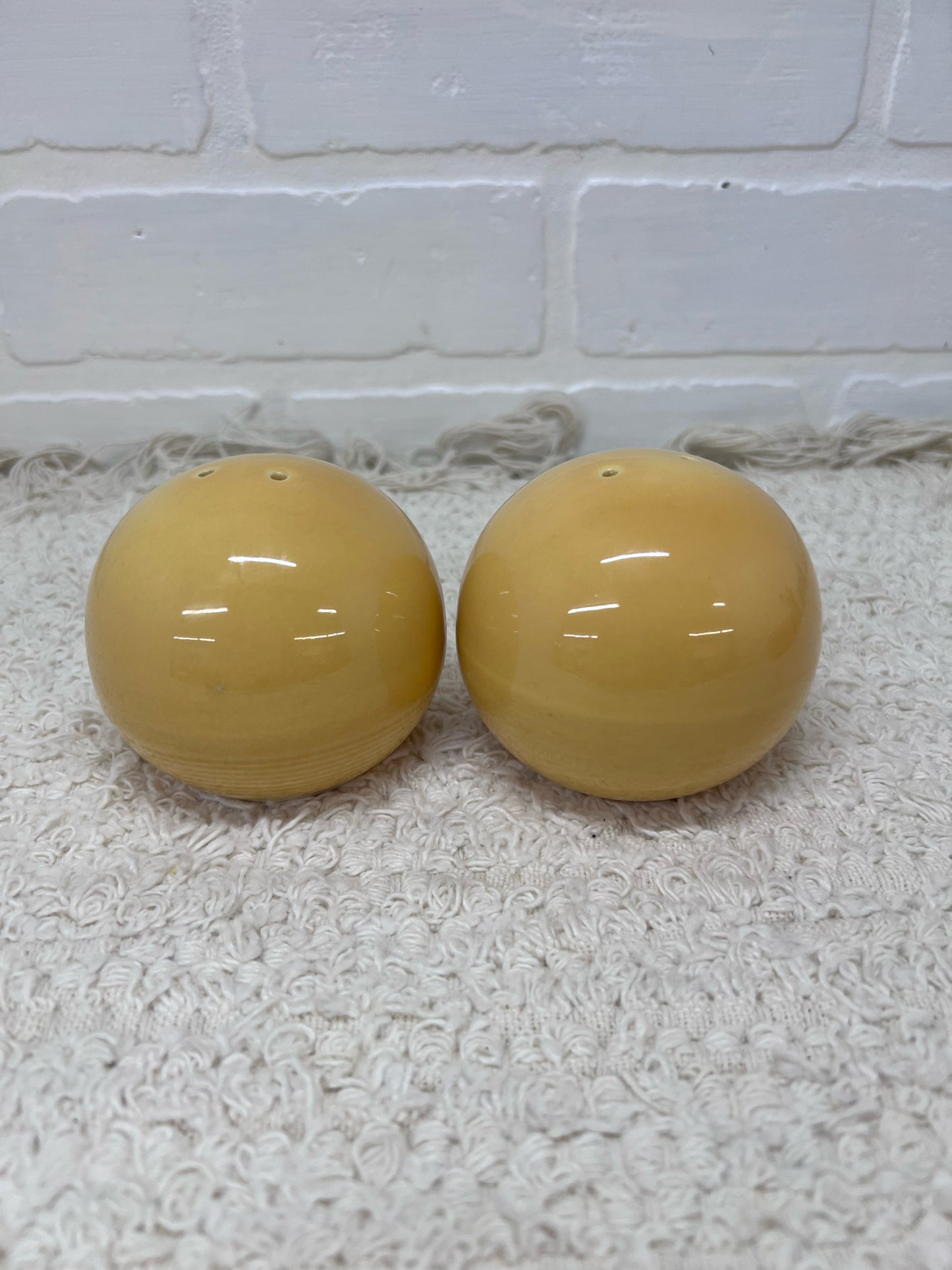 Yellow Ball Salt & Pepper Shaker Set (2) Stamped Japan