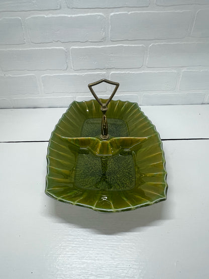 California Original Pottery green glazed divided dish