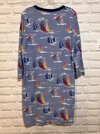 Size M Land's End Cotton Long Sleeve Dress w/ Stripe/Boat Pattern