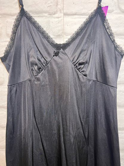 Sears Black Vintage Nylon Slip Size 36 Lace Trim