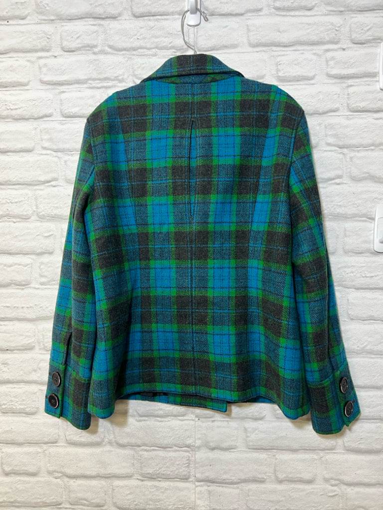 Size L Liz Claiborne plaid wool blend peacoat