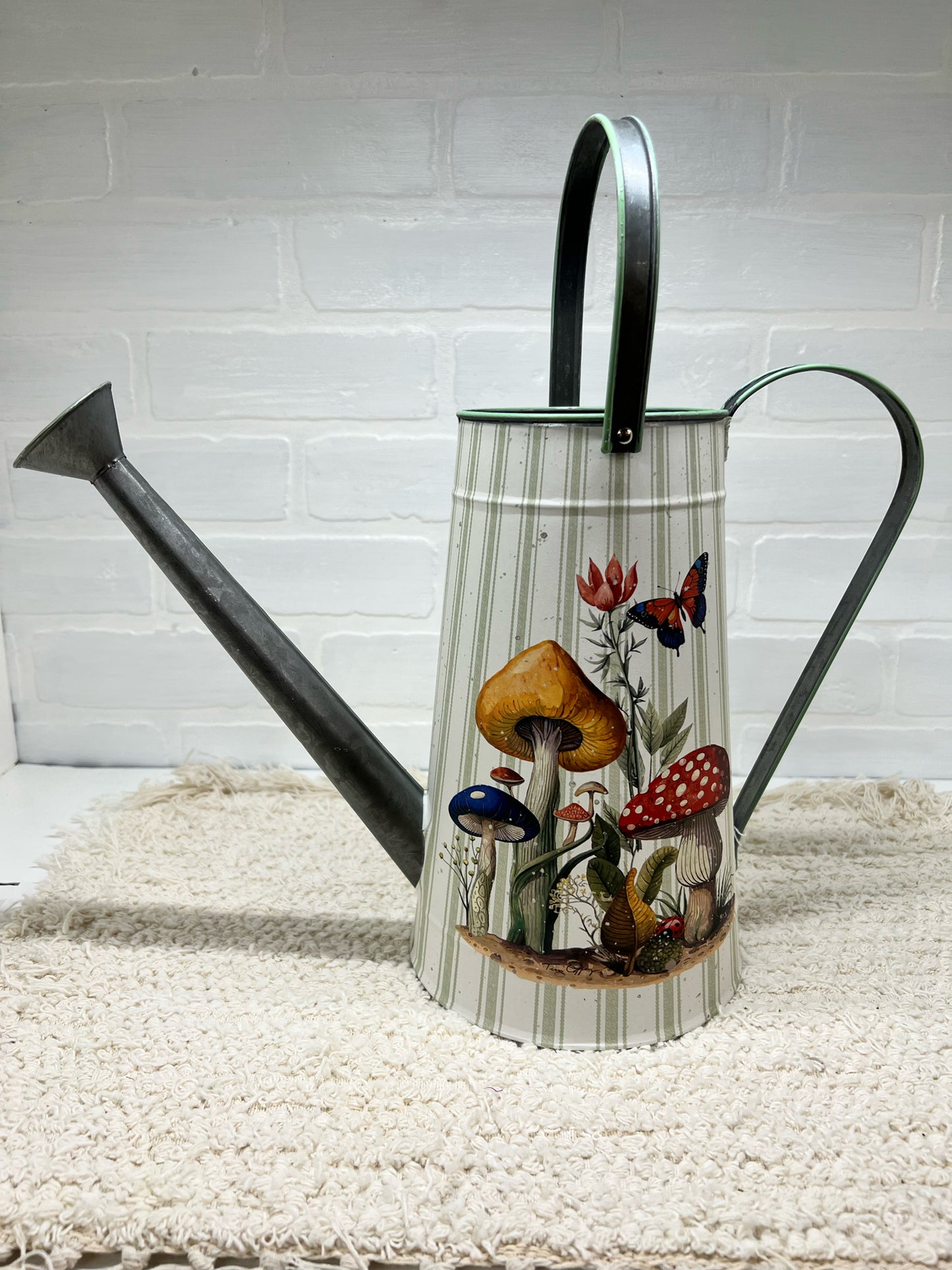 Decorative mushroom stripe watering can