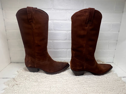 Frye Size 7 Sacha Tall Western Boots Brown Suede Leather