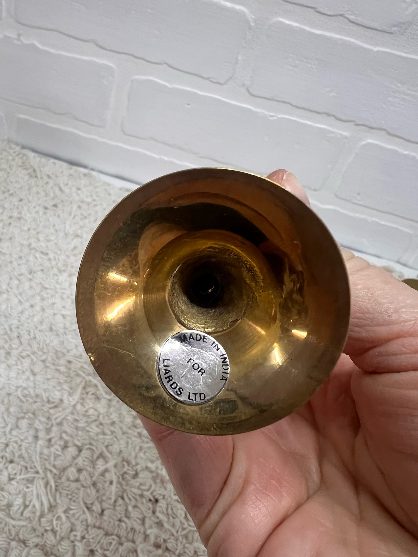 Set of 2 Small Brass Open Heart Design Candlestick Holders