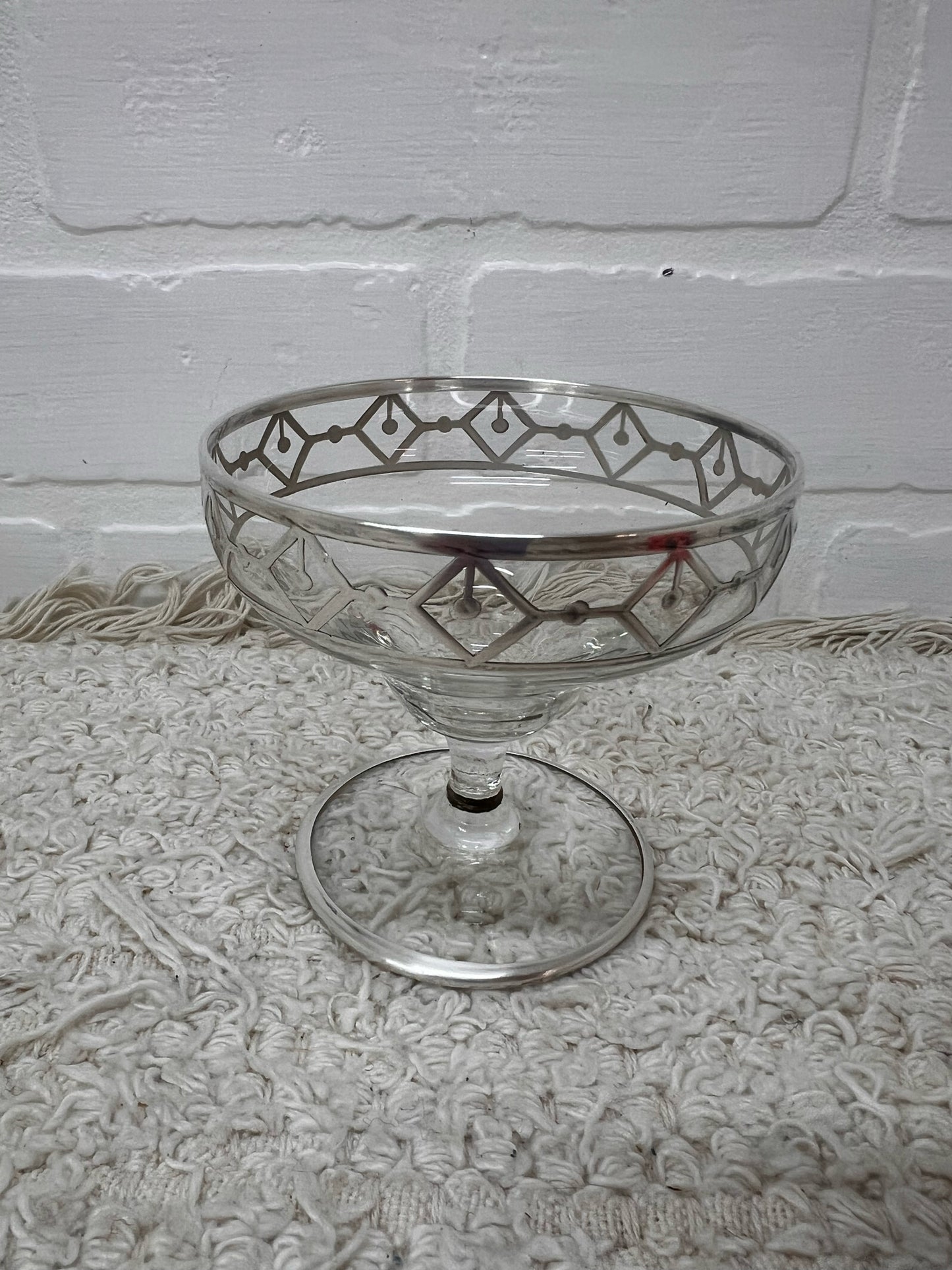 Vintage Art Deco Silver Overlay Sherbet Coupe Glasses Set of 4