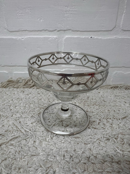 Vintage Art Deco Silver Overlay Sherbet Coupe Glasses Set of 4