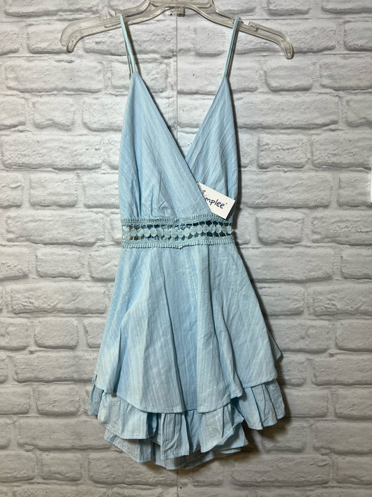 Simplee Size M light blue ruffle detail  NWT romper