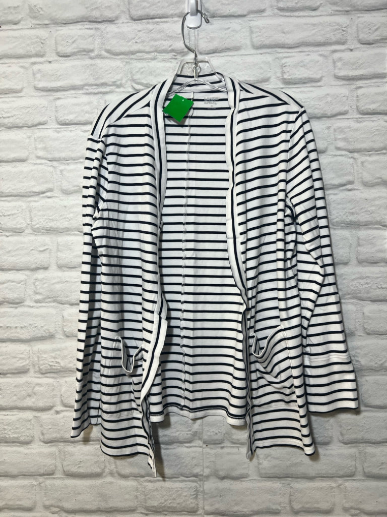 Size XL Land's End striped open front sweater