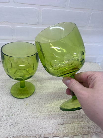 Bartlett Collins Set of 2 Green Thumbprint Goblets