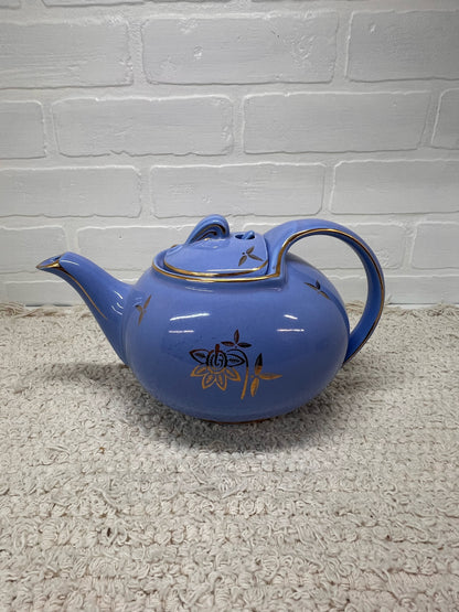 Hall Blue & Gold 8 Cup Lidded Teapot w/ Teabag Hook