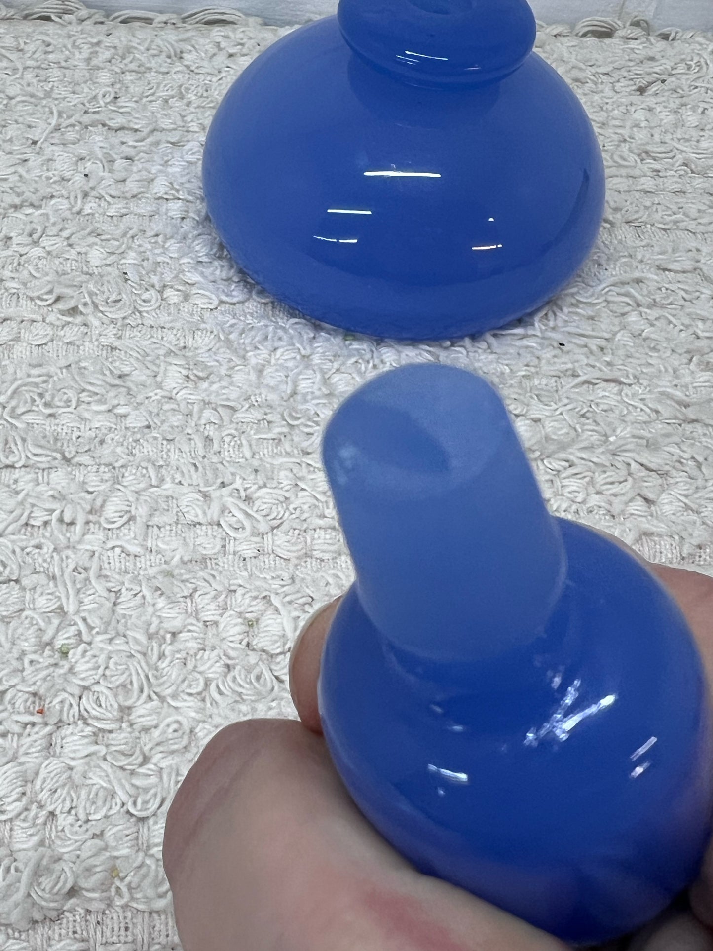 Vintage Mid-Century Blue Opaline Art Glass Perfume Bottle w/ Stopper
