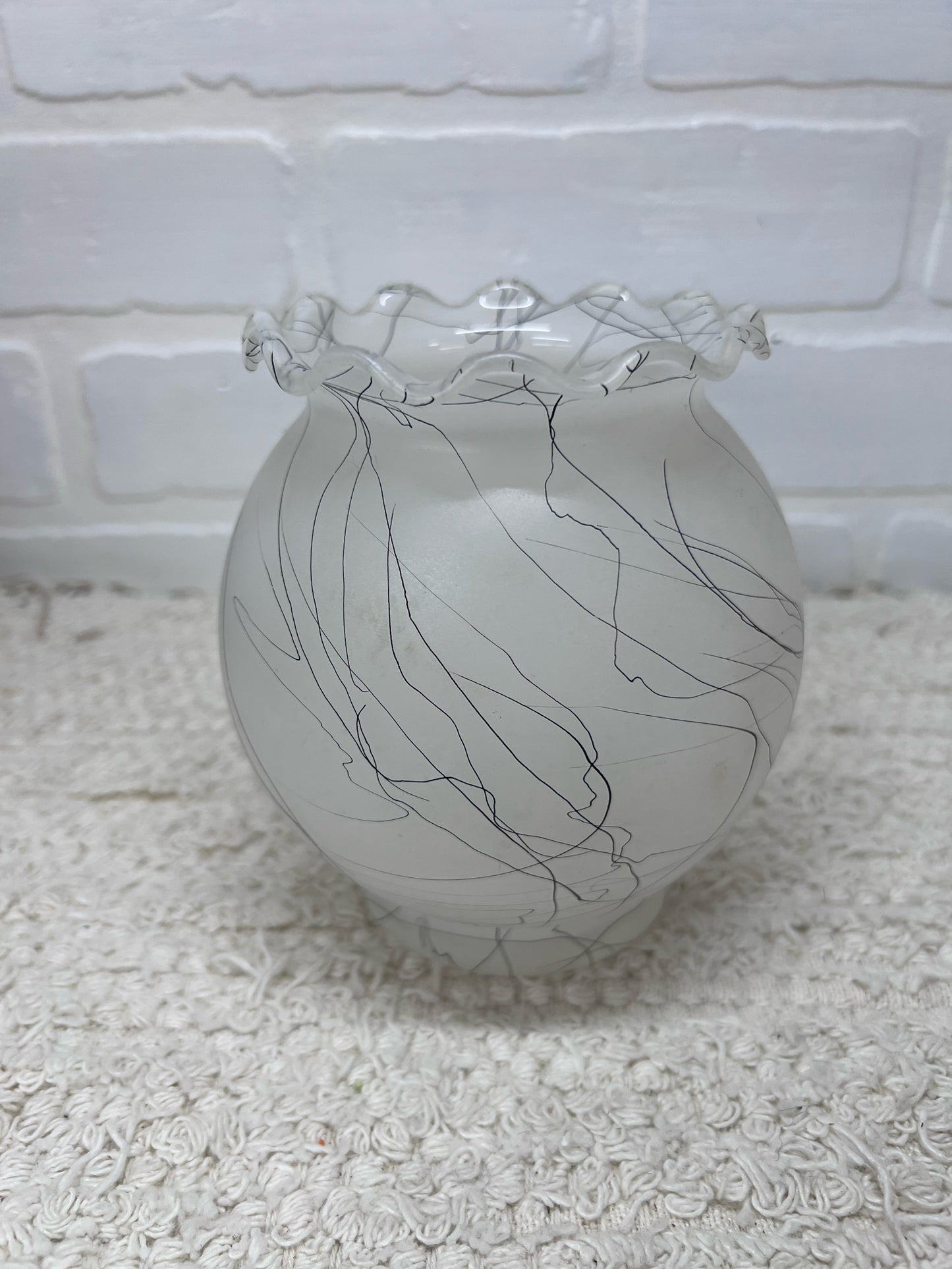 White & Black Hazel Atlas Drizzle Vase