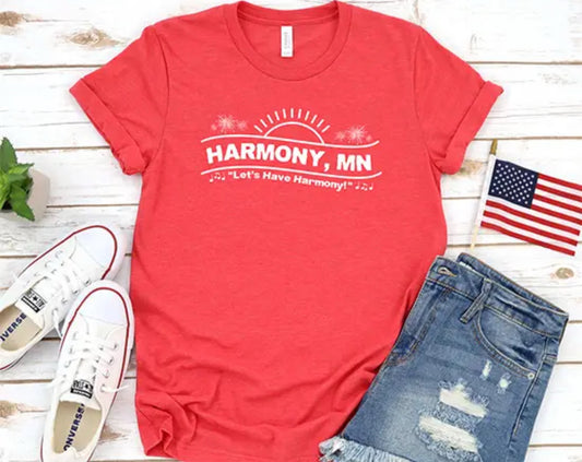 Let's Have Harmony Unisex T-Shirt red or blue