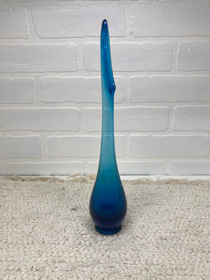 Viking Glass 12" Swung Glass Vase in Blue - MCM Decor