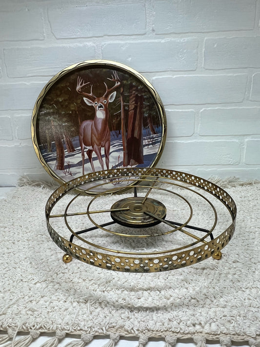 Vintage Lazy Susan with deer tray