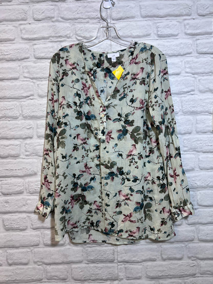 Size S J Jill Green Floral Shirt